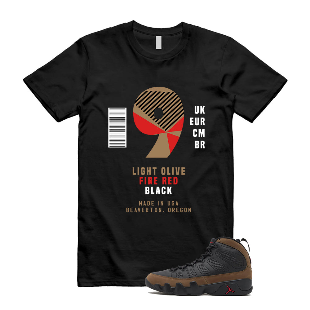 Air Jordan 9 Retro Olive Shirt To Match Sneaker Label Black T-Shirt, HV4794-030 Match Sneaker Tee