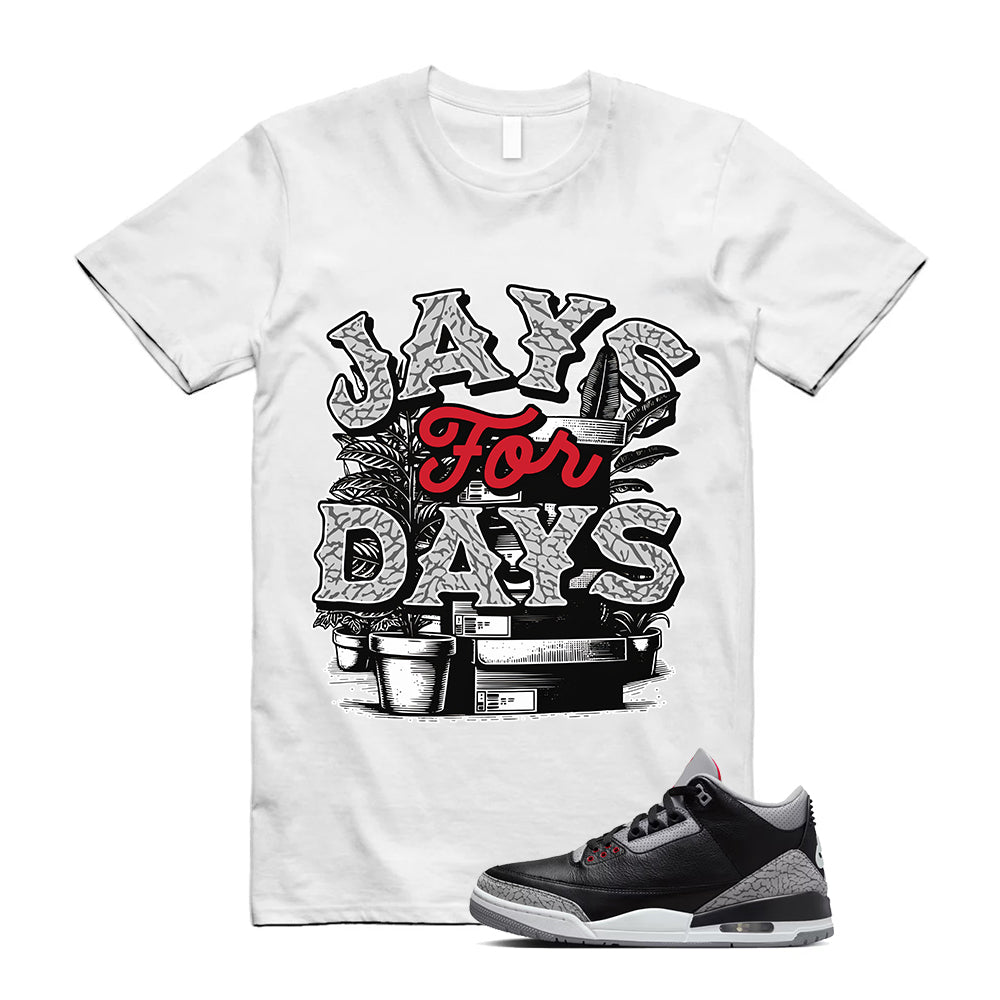 Air Jordan 3 Black Cement Shirt To Match Stacked Sneaker White T-Shirt, DN3707-010 Match Sneaker Tee