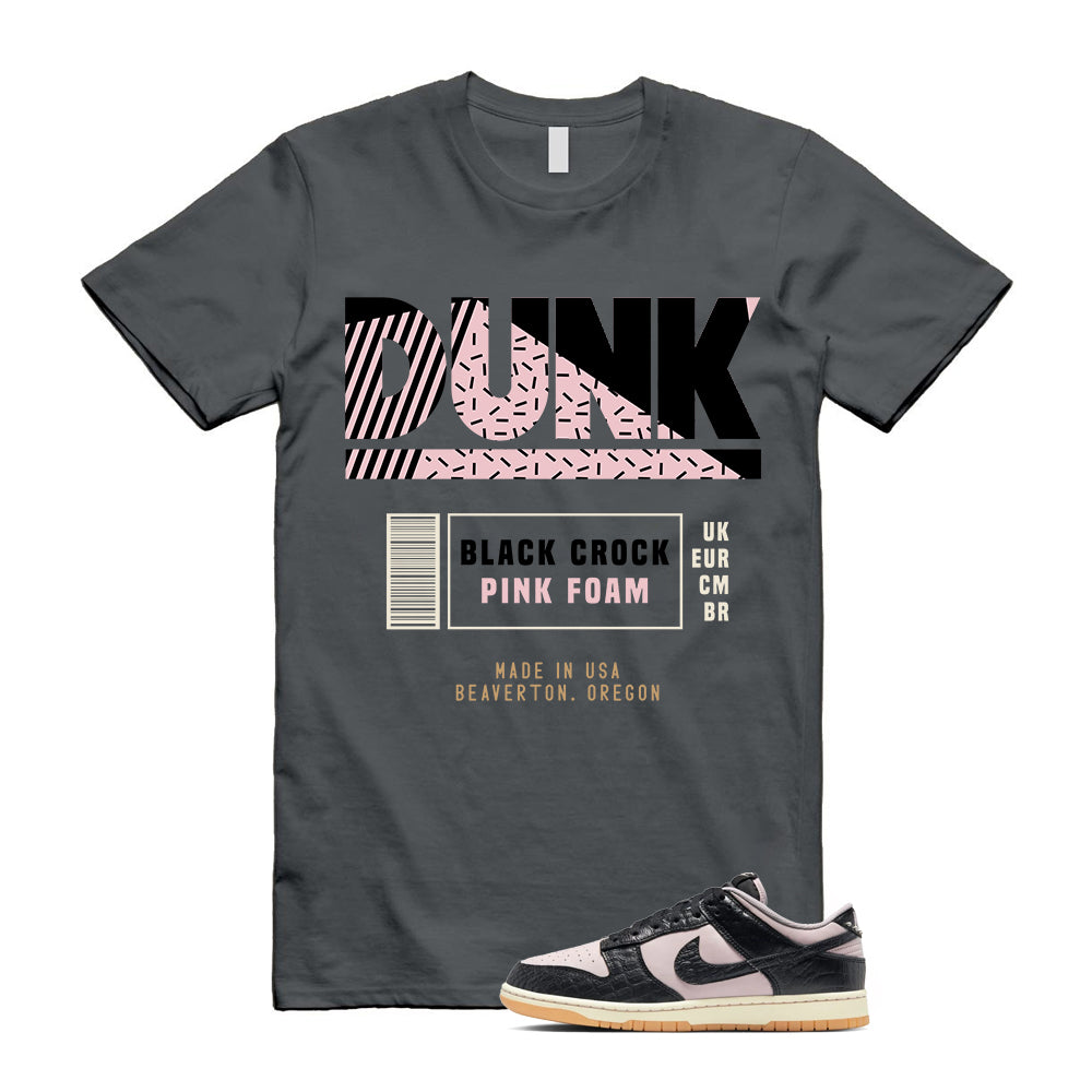 Dunk Low Black Croc Platinum Violet Shirt To Match Dunk Label T-Shirt, HF9191-001 Match Sneaker Tee