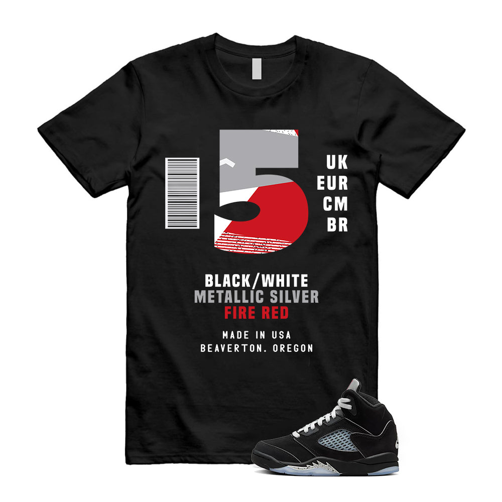 Air Jordan 5 OG Black Metallic Reimagined Shirt To Match Sneaker Label T-Shirt, HF3975-001 Match Sneaker Tee