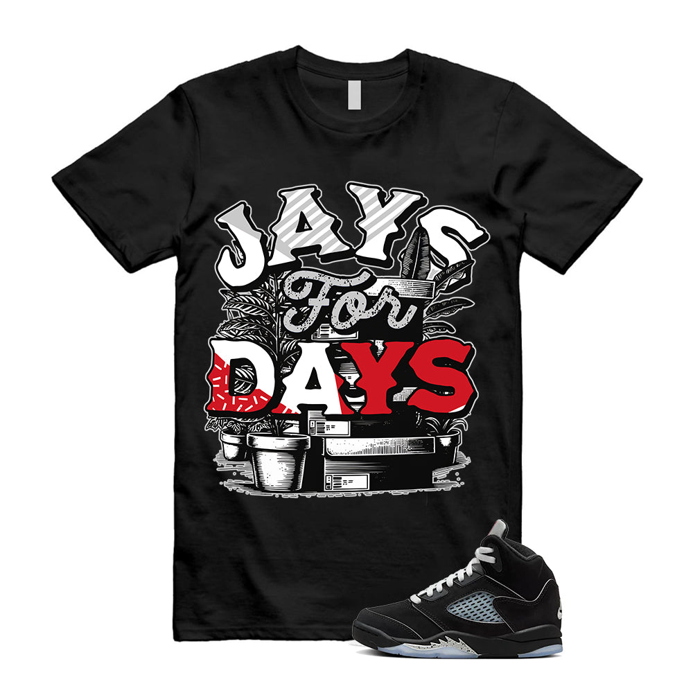 Jordan 5 OG Black Metallic Reimagined Jays For Days Stacked Shirt to Match HF3975-001 Match Sneaker Tee