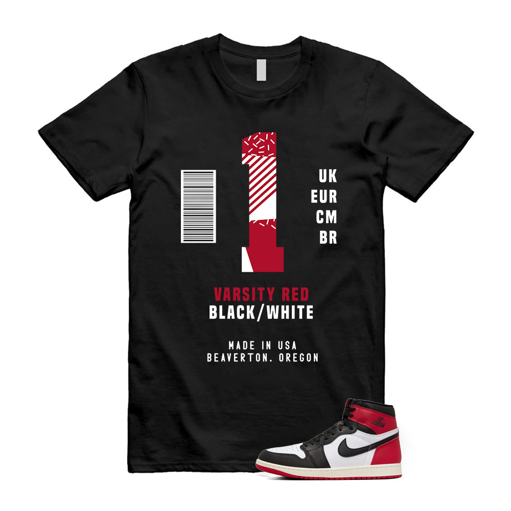 Air Jordan 1 Black Toe Reimagined Shirt To Match Sneaker Label T-Shirt, DZ5485-106 Match Sneaker Tee