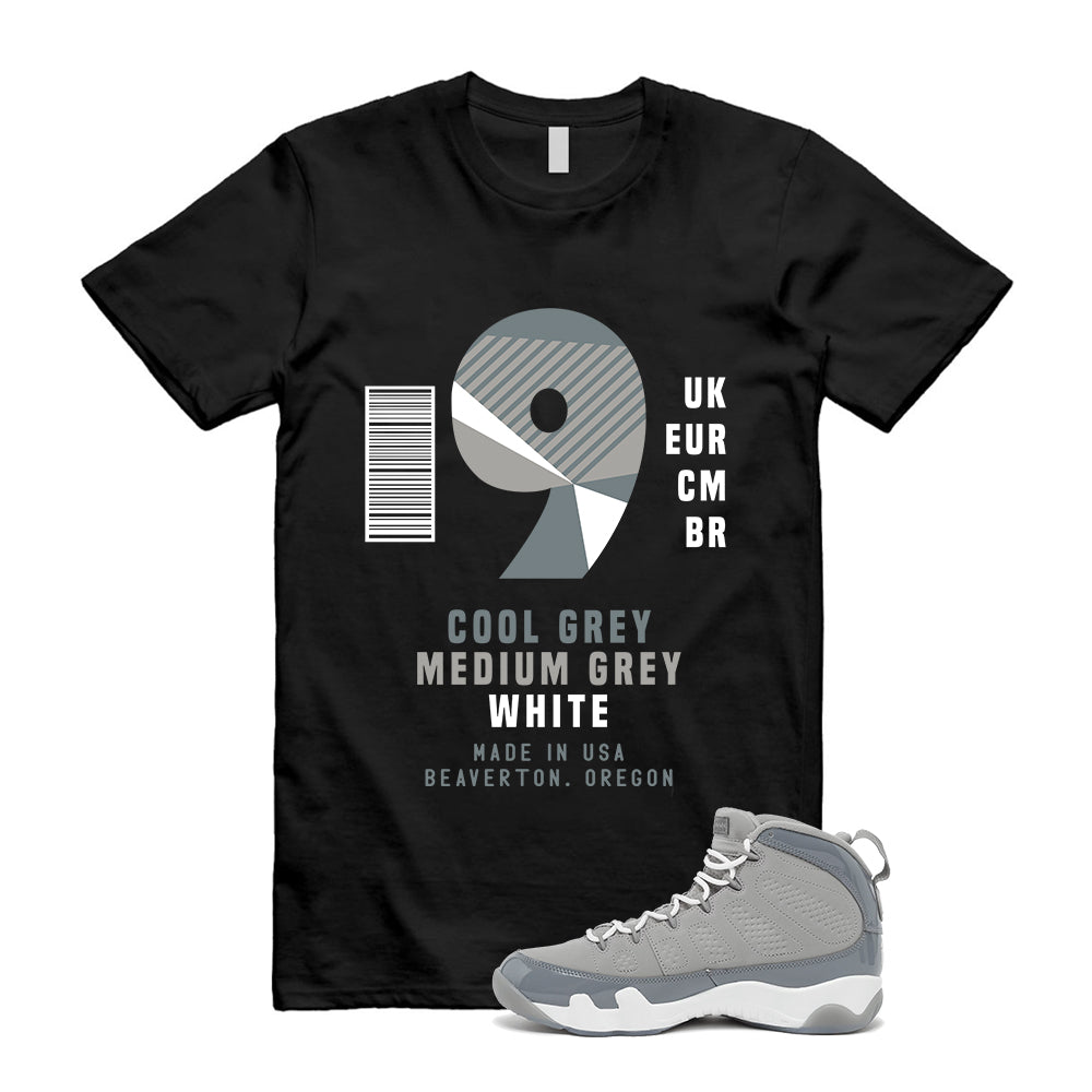Air Jordan 9 Retro Cool Grey Shirt To Match Sneaker Label Black T-Shirt, HV4794-011 Match Sneaker Tee