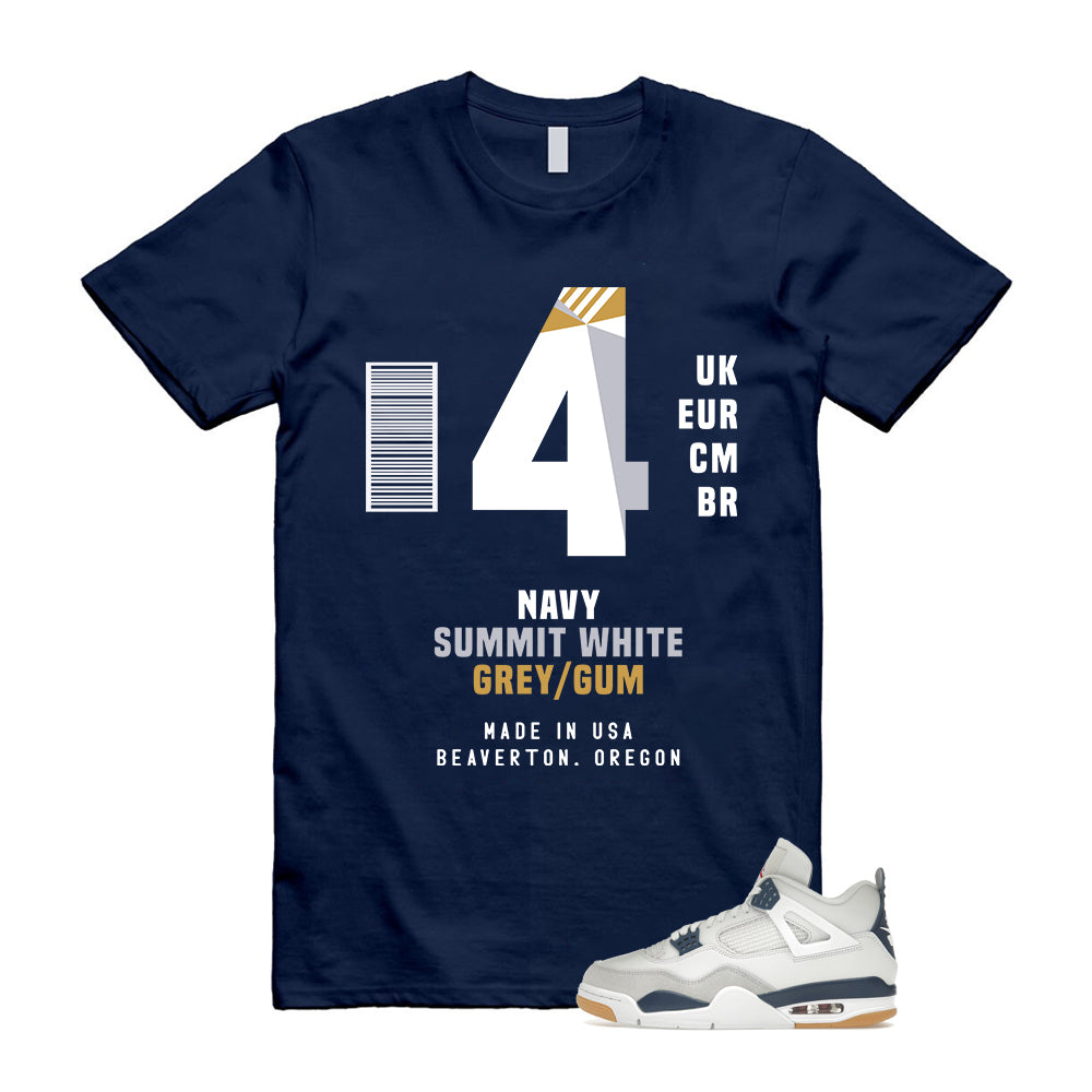 Air Jordan 4 Retro SB Navy Shirt To Match Sneaker Label T-Shirt, DR5415-100 Match Sneaker Tee
