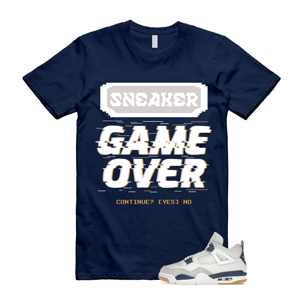 Air Jordan 4 Retro SB Navy Shirt To Match Game Over Sneaker T-Shirt, DR5415-100 Match Sneaker Tee