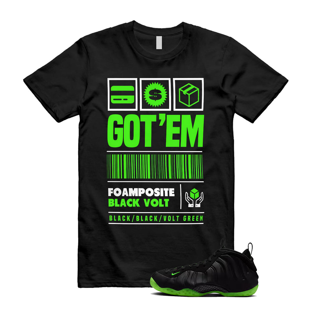 Air Foamposite One Black Volt Shirt to Match Got'Em Sneaker HF2902-001 Match Sneaker Tee