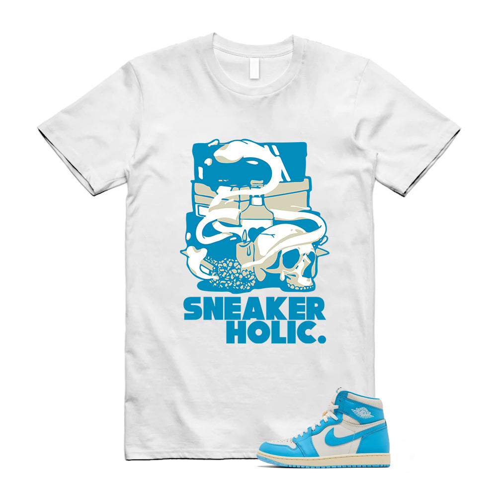 Air Jordan 1 Retro UNC Reimagined Shirt To Match Sneaker Holic White T-Shirt, DZ5485-402 Match Sneaker Tee