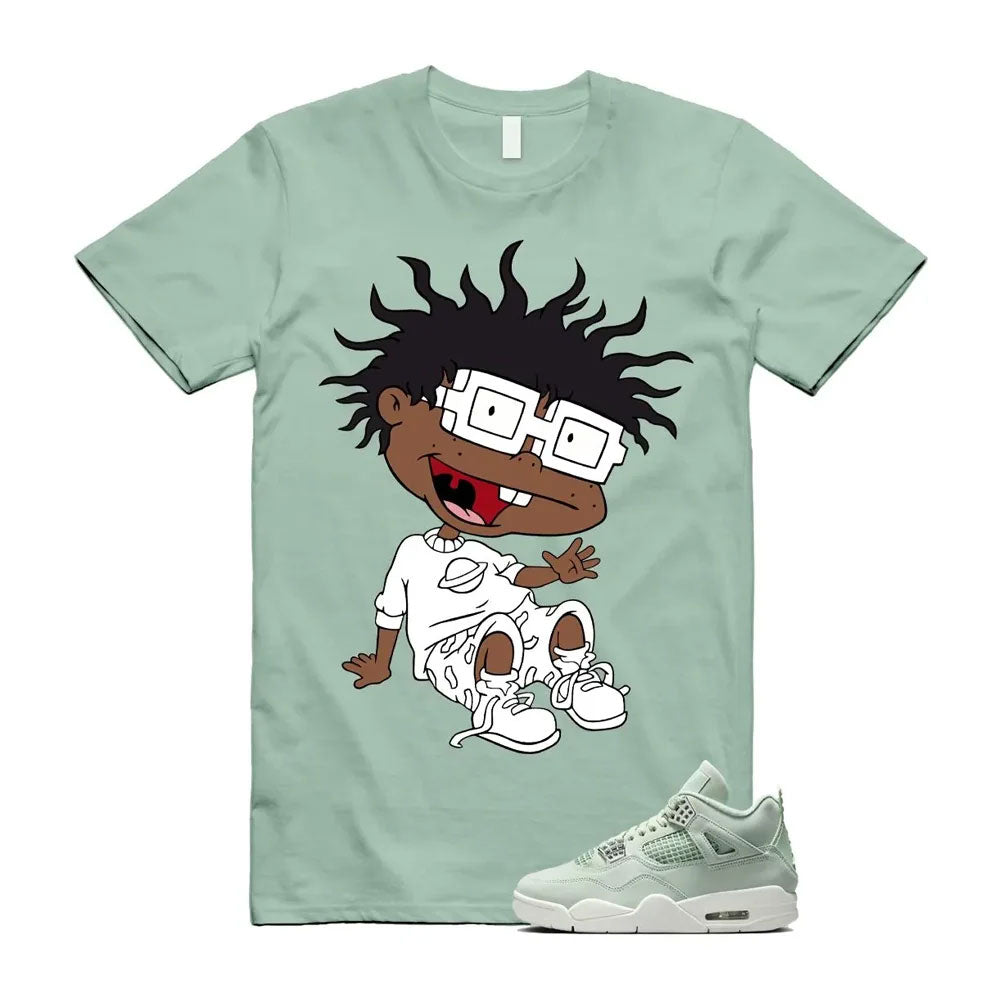 Jordan 4 Seafoam Shirt to Match Cartoon Kid HV0823-003 Match Sneaker Tee
