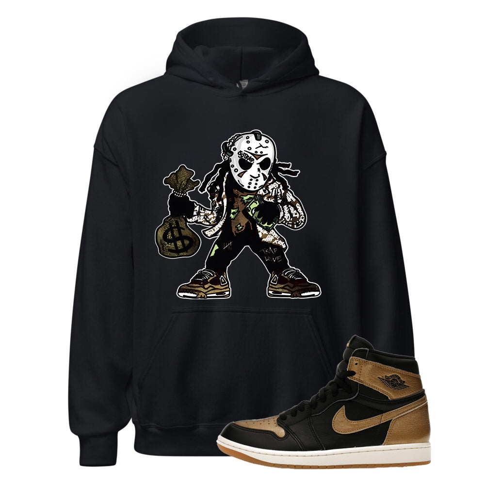 Air Jordan 1 Retro High OG Black Metallic Gold Hoodie to Match JASON 555088-032 Match Sneaker Tee