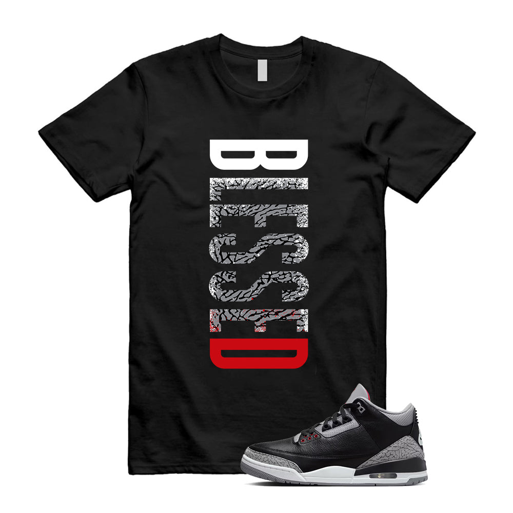 3 Black Cement Grey Fire Red Sail 2024 T-Shirt Match VERTBLS, DN3707-010 Shirt To Match Sneaker T-Shirt, Match Sneaker Tee