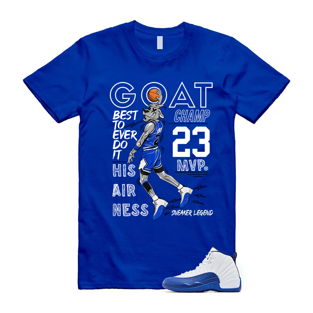 Air Jordan 12 Blueberry Shirt To Match MVP Goat Sneaker T-Shirt, CT8013-140 Match Sneaker Tee