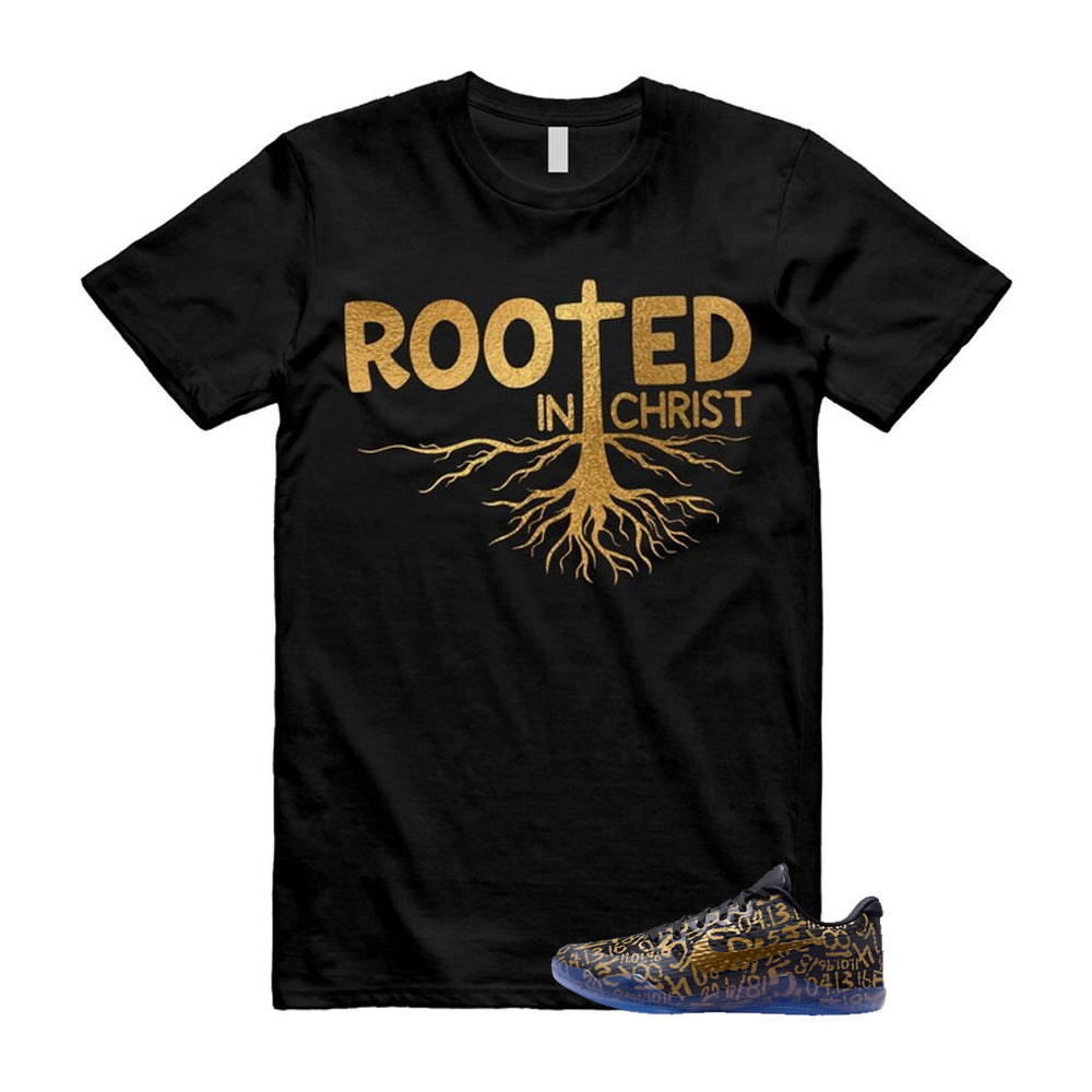 11 Protro Black And Metallic Gold 2026 Shirt To Match Rooted In Christ T-Shirt, Match Sneaker Tee