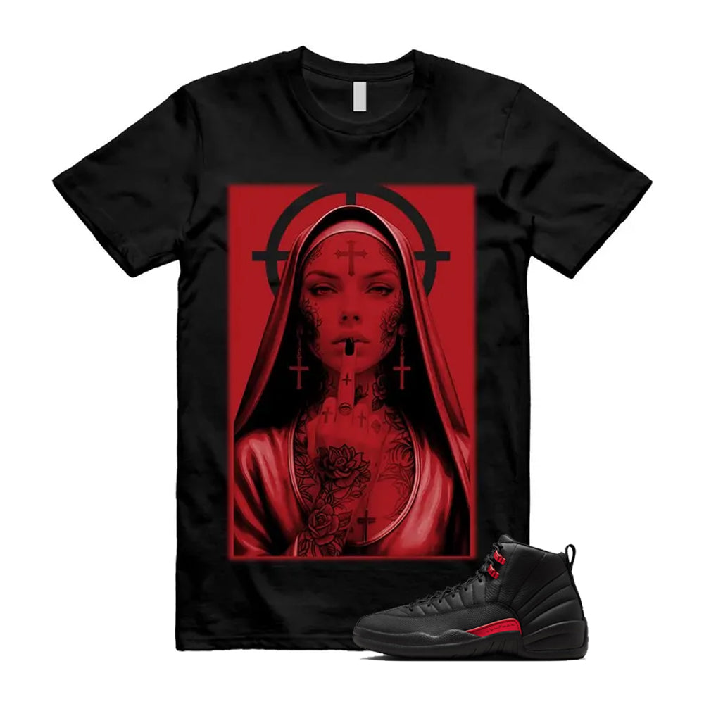 12 Bloodline in Black Varsity Red Shirt To Match Nun T-Shirt, Match Sneaker Tee 2026