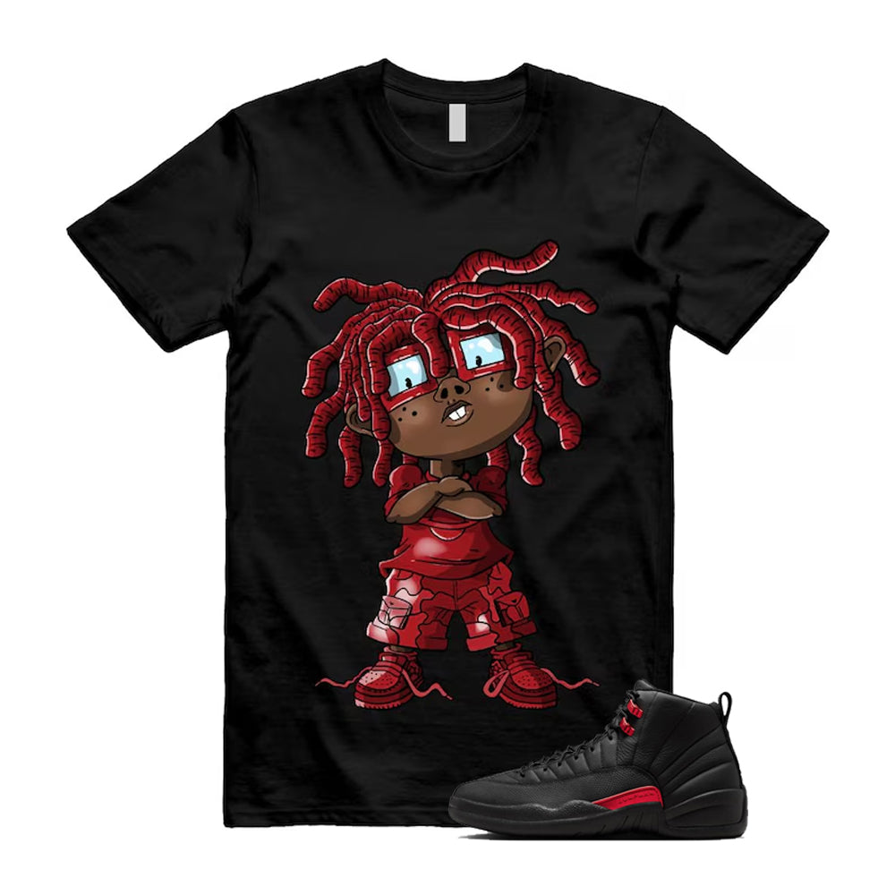 12 Bloodline in Black Varsity Red Shirt To Match Chongo T-Shirt, Match Sneaker Tee 2026