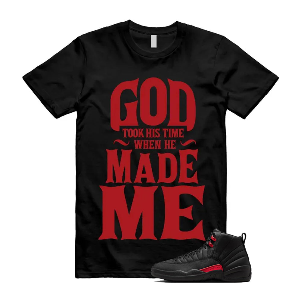 12 Bloodline in Black Varsity Red Shirt To Match God Took His Time T-Shirt, Match Sneaker Tee 2026