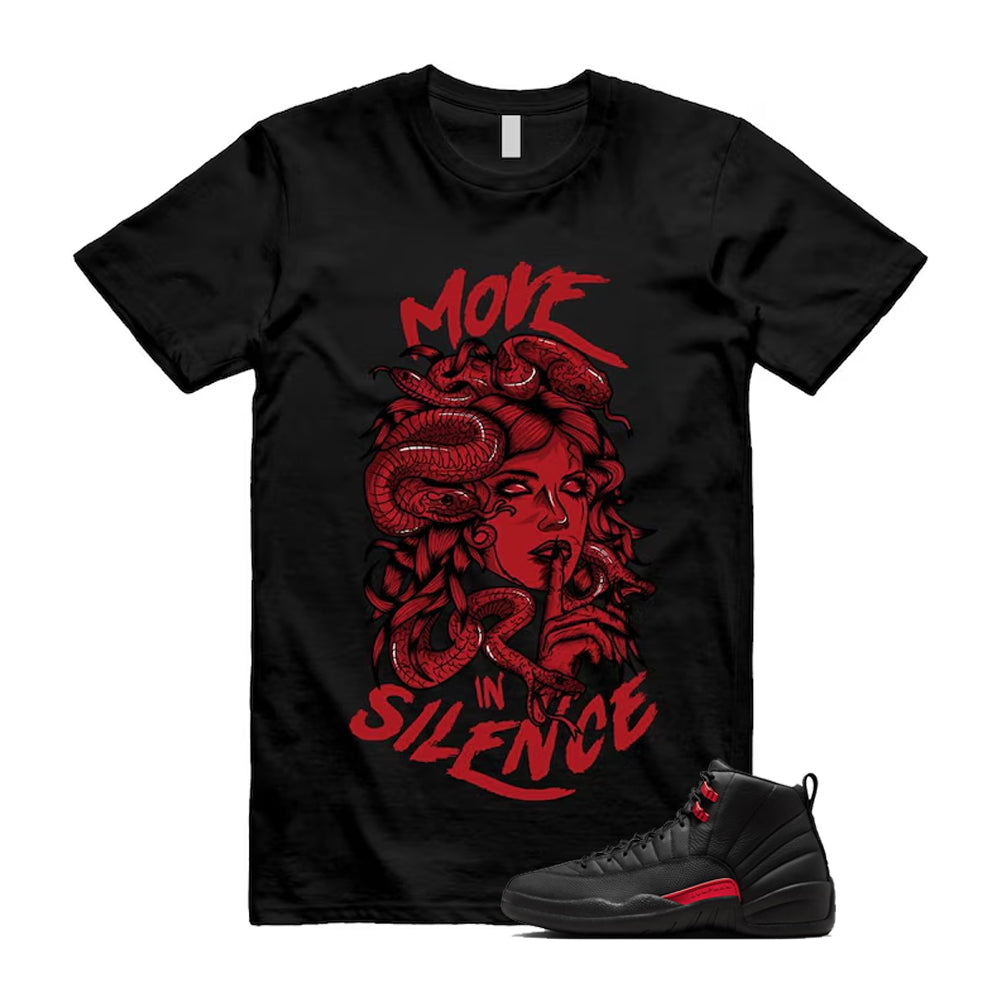 12 Bloodline in Black Varsity Red Shirt To Match Move In Silence T-Shirt, Match Sneaker Tee 2026