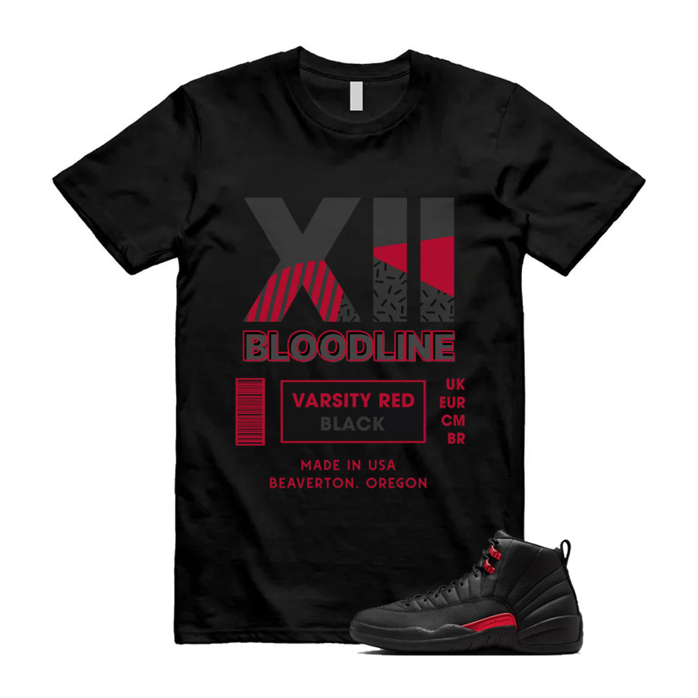 12 Bloodline in Black Varsity Red Shirt To Match 12 Bloodline Label T-Shirt, Match Sneaker Tee 2026