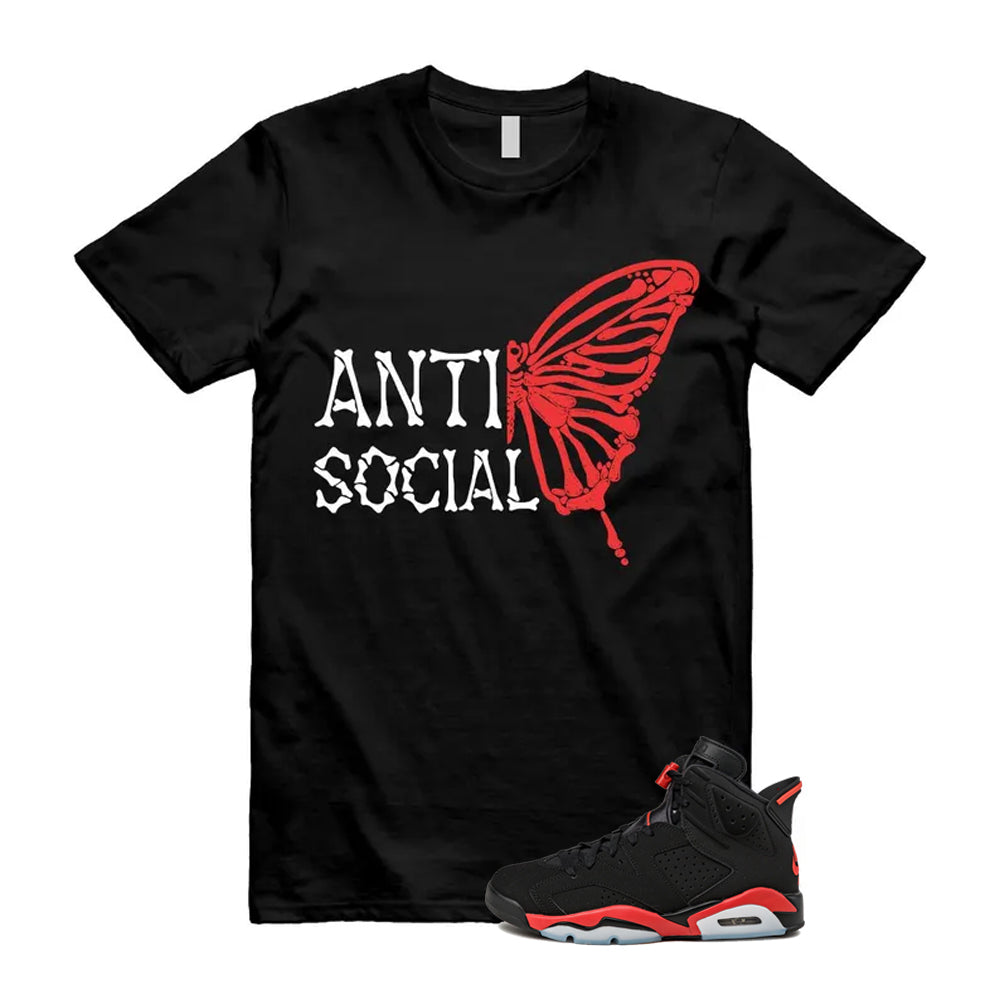 6 Infrared Salesman Black Red  Shirt To Match Anti Social Butterfly T-Shirt, Match Sneaker Tee 2026