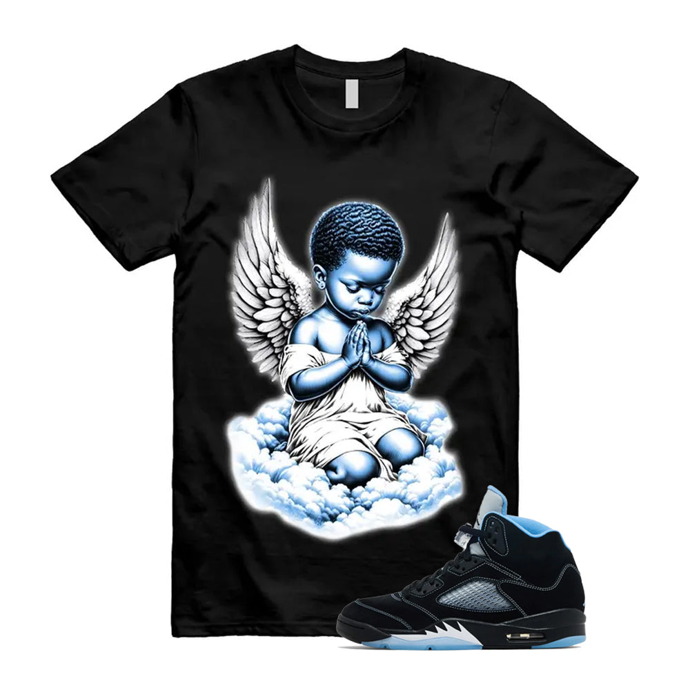 5 Black University Blue White 2026 Shirt To Match Angel T-Shirt, Match Sneaker Tee