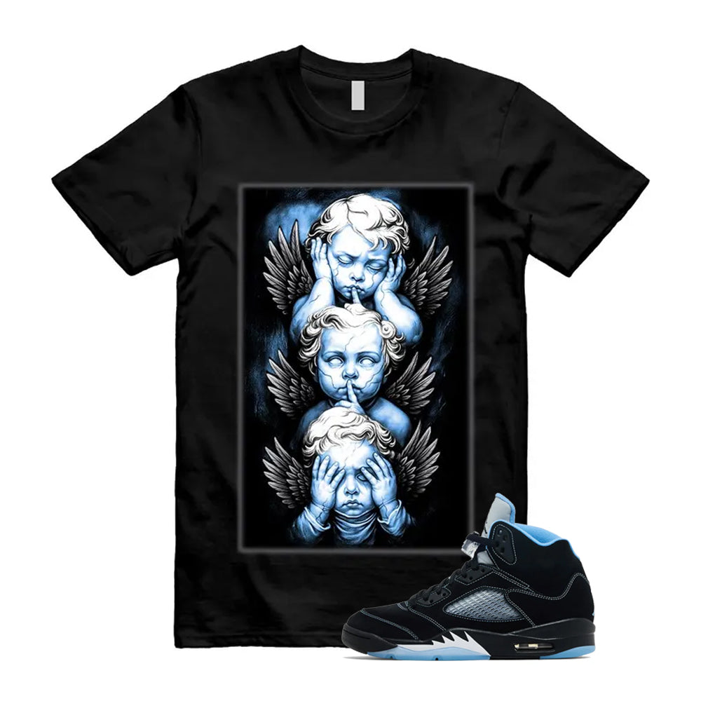 5 Black University Blue White 2026 Shirt To Match No Evil T-Shirt, Match Sneaker Tee
