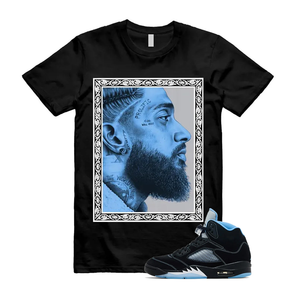 5 Black University Blue White 2026 Shirt To Match Nip T-Shirt, Match Sneaker Tee