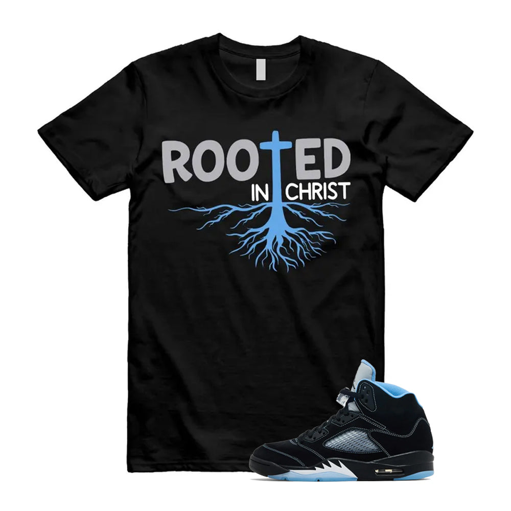 5 Black University Blue White 2026 Shirt To Match Rooted T-Shirt, Match Sneaker Tee