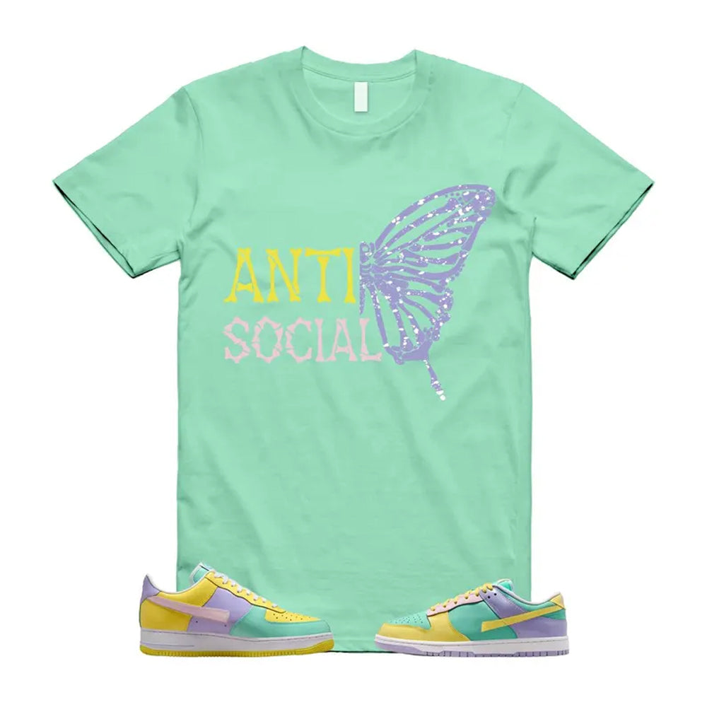 Dunk Easter Air Force 1 Emerald Rise Yellow Pulse Hydrangeas White Pink Foam 2026 Shirt To Match Anti Social Butterfly T-Shirt, Match Sneaker Tee