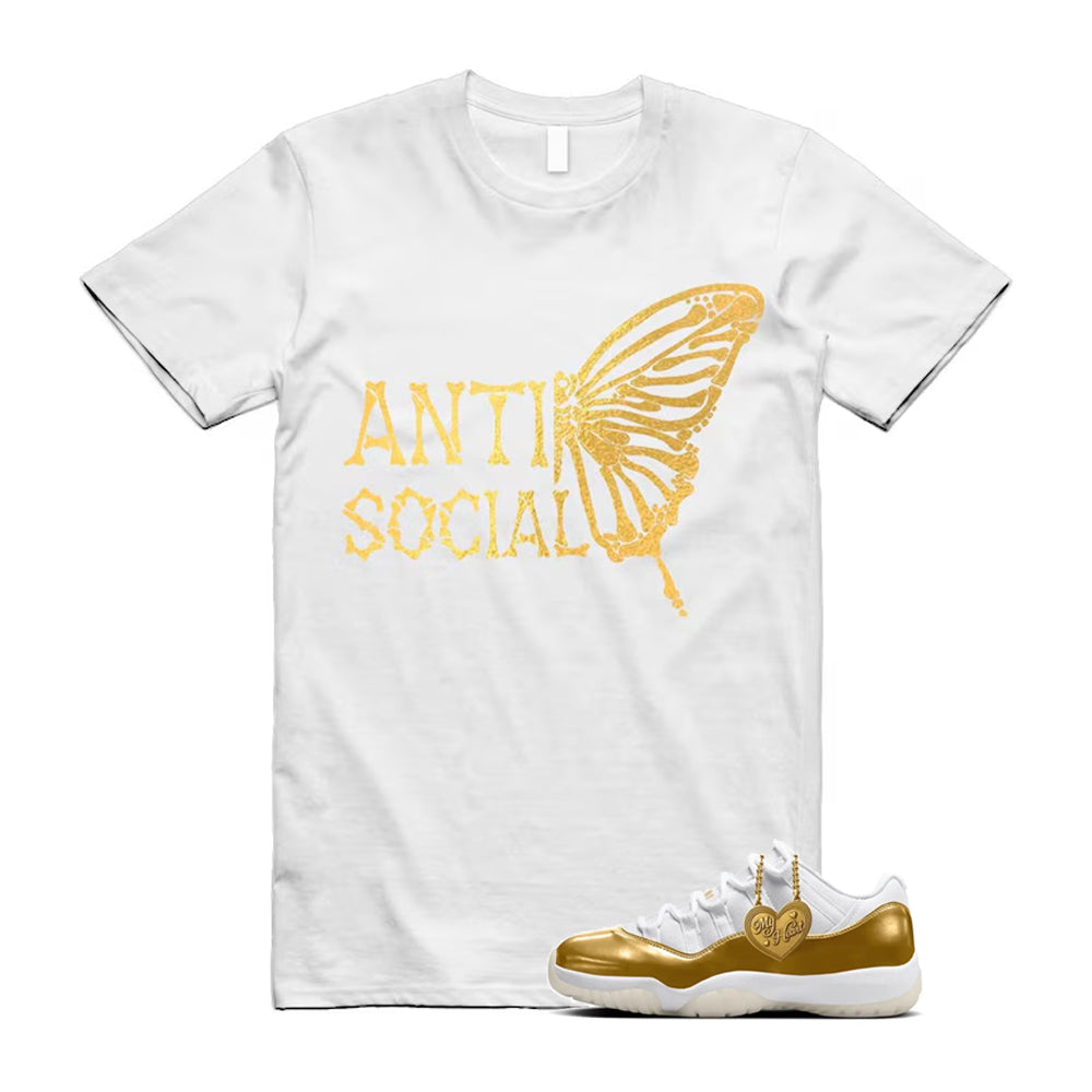 11 Low Mother's Day Gold White 2026 Shirt To Match Anti Social Butterfly T-Shirt, Match Sneaker Tee