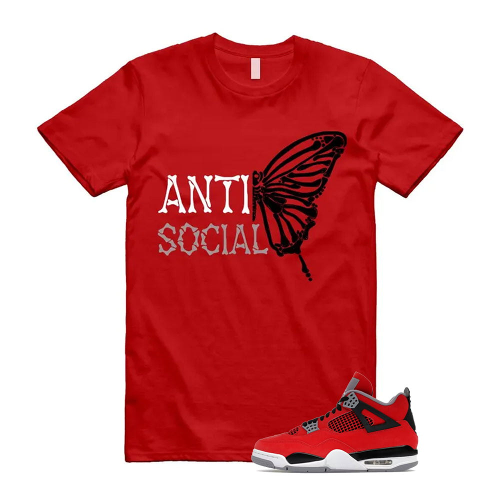 4 Toro Bravo Fire Red White Black Cement Grey 2026 Shirt To Match Anti Social Butterfly T-Shirt, Match Sneaker Tee
