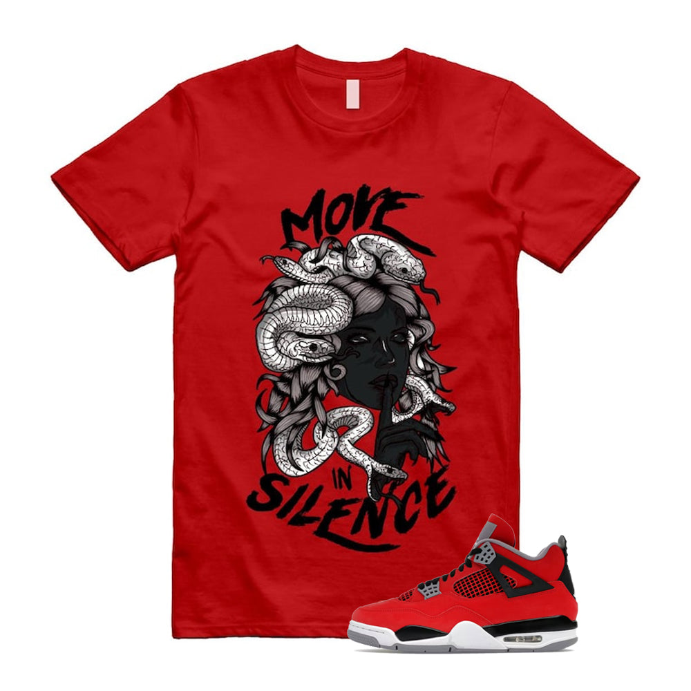 4 Toro Bravo Fire Red White Black Cement Grey 2026 Shirt To Match Move In Silence T-Shirt, Match Sneaker Tee