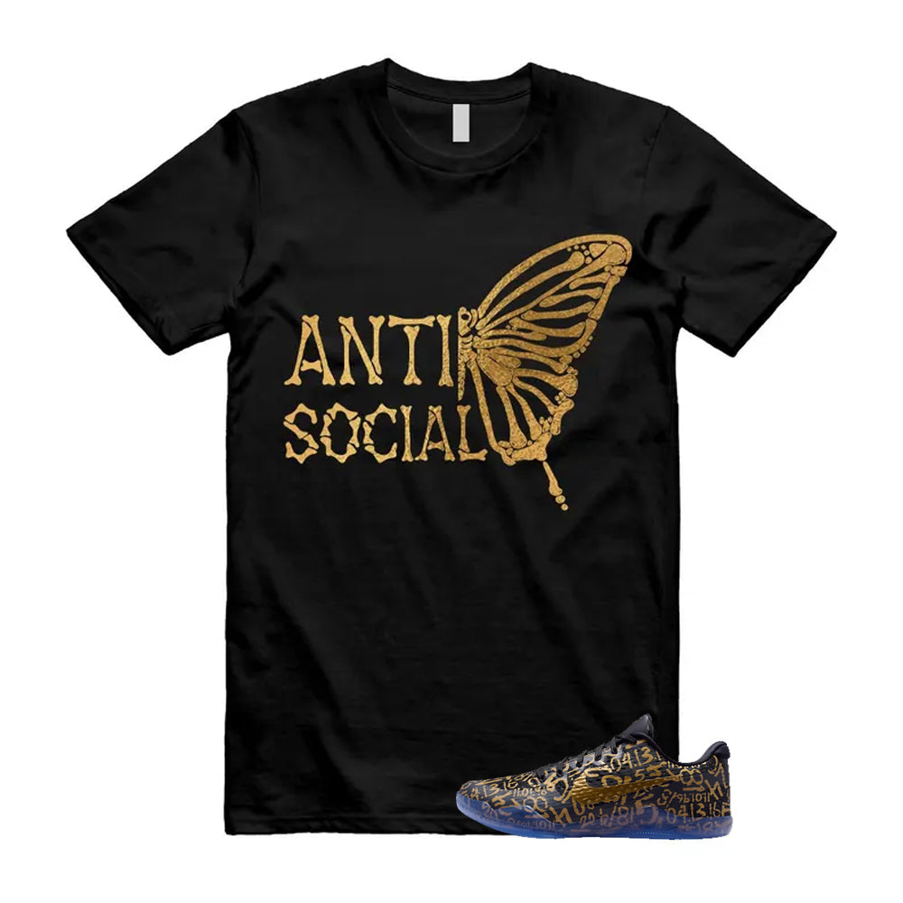 11 Protro Black And Metallic Gold 2026 Shirt To Match Anti Social Butterfly T-Shirt, Match Sneaker Tee