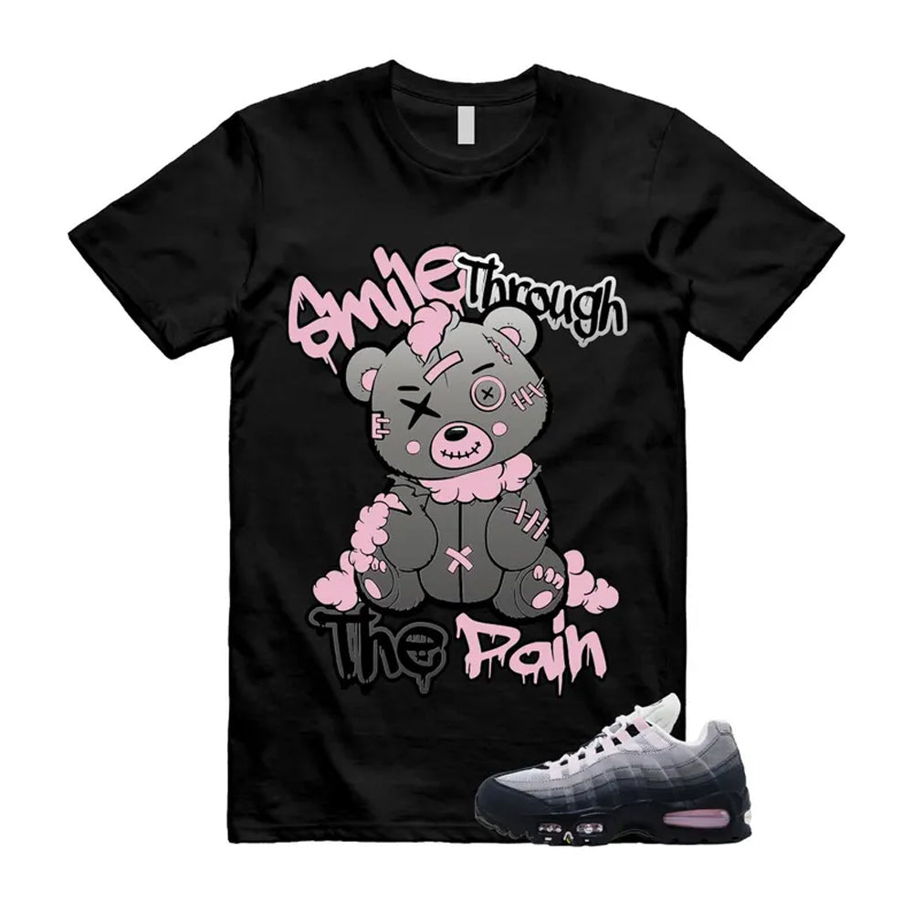 Air Max 95 Pink Foam Black White OG Big Bubble Shirt To Match Smile Through The Pain T-Shirt, Match Sneaker Tee