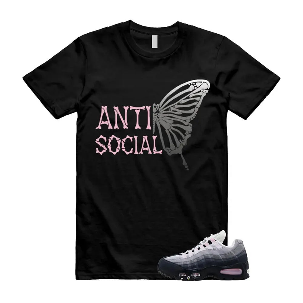 Air Max 95 Pink Foam Black White OG Big Bubble Shirt To Match Anti Social Butterfly T-Shirt, Match Sneaker Tee