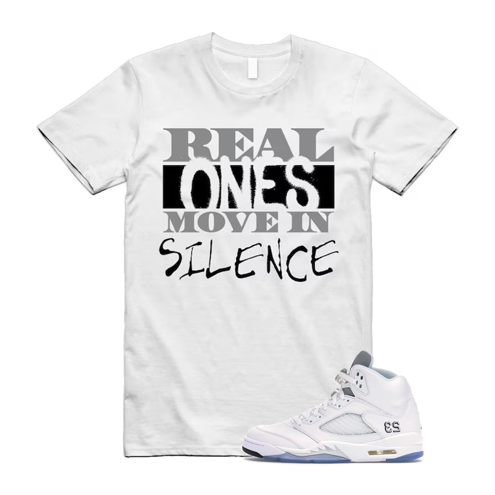 Jordan 5 Retro White Metallic Silver Black 2026 Shirt To Match Real T-Shirt, Match Sneaker Tee
