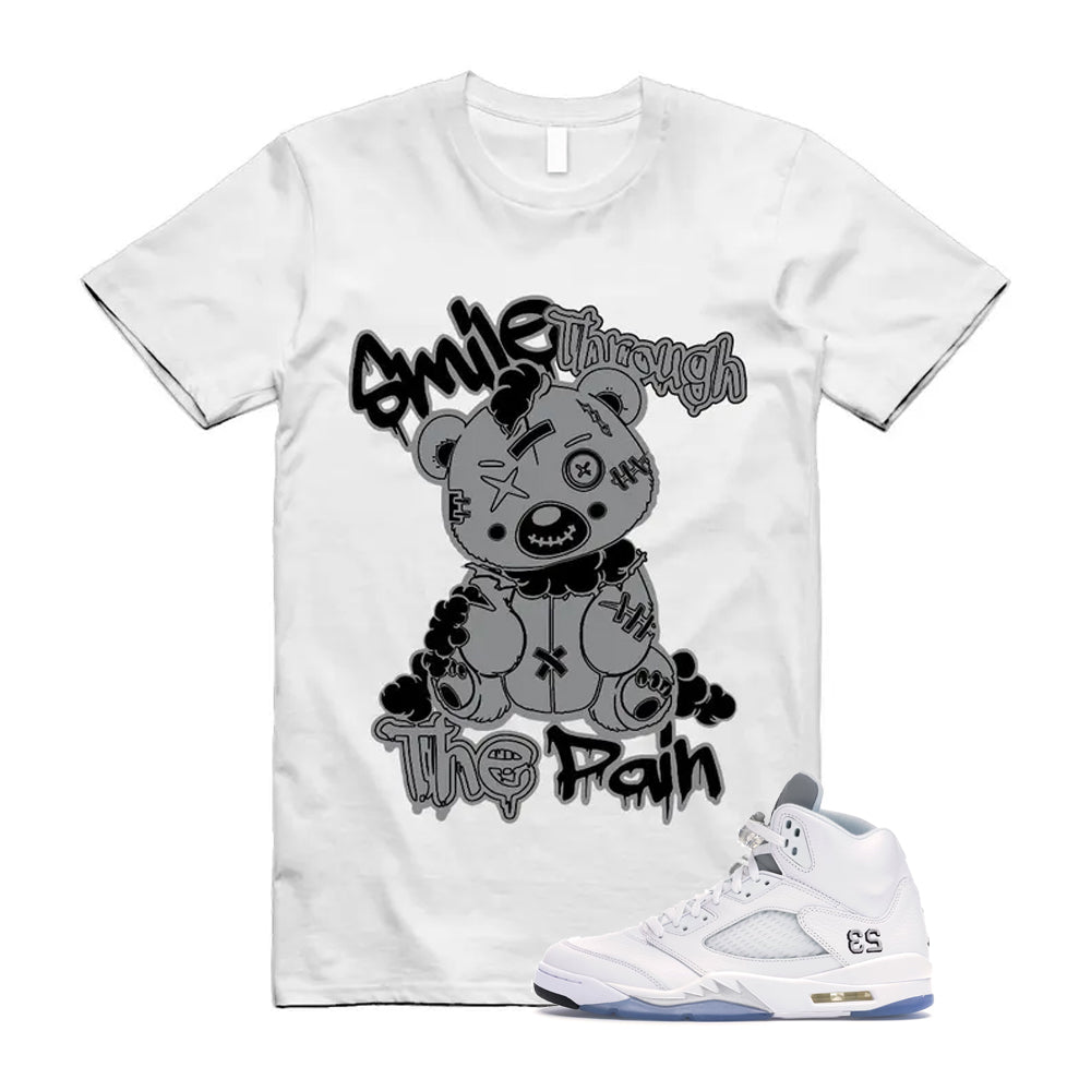 Jordan 5 Retro White Metallic Silver Black 2026 Shirt To Match Smile Through The Pain T-Shirt, Match Sneaker Tee