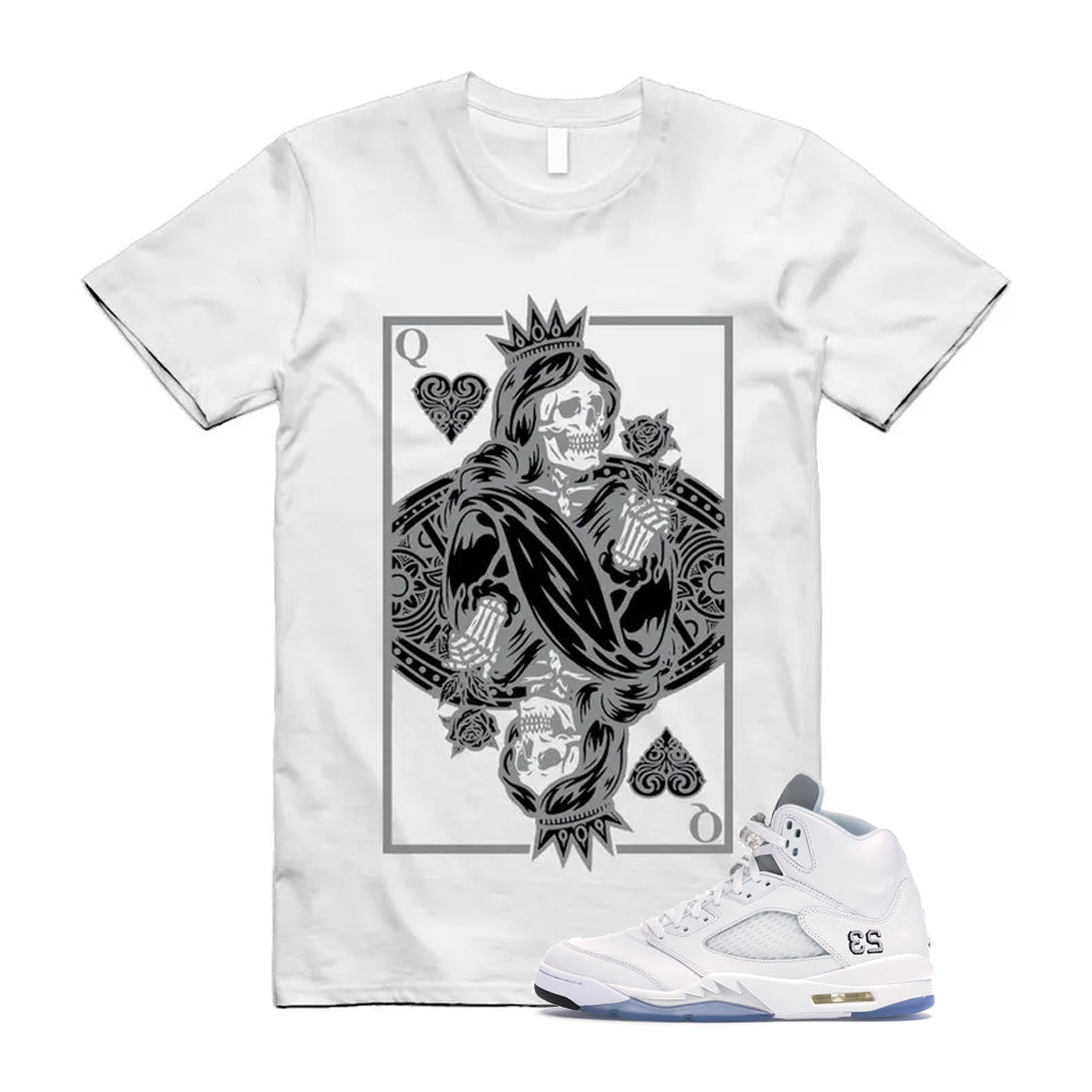 Jordan 5 Retro White Metallic Silver Black 2026 Shirt To Match Queen Card T-Shirt, Match Sneaker Tee
