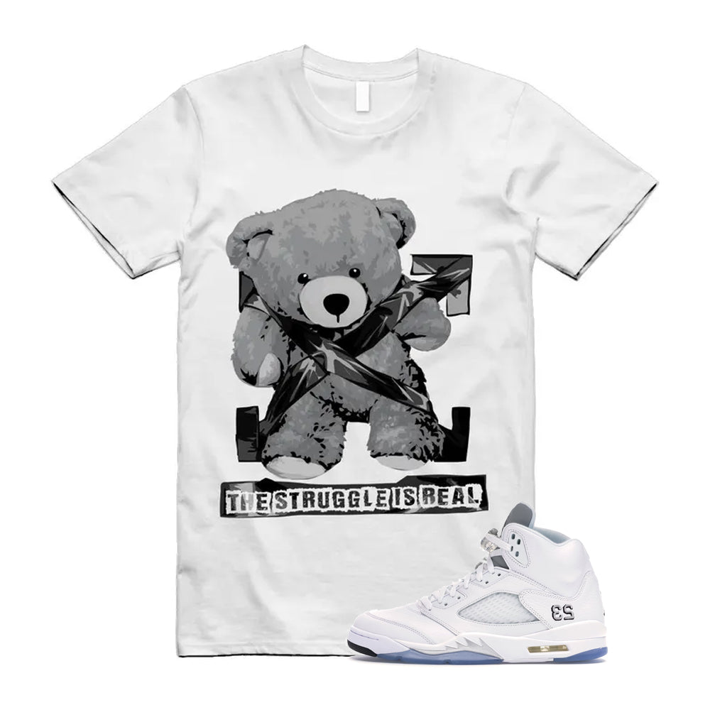 Jordan 5 Retro White Metallic Silver Black 2026 Shirt To Match Struggle T-Shirt, Match Sneaker Tee