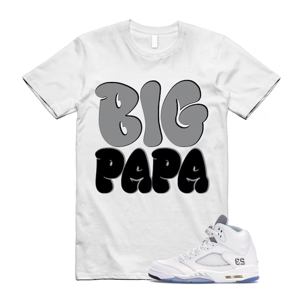 Jordan 5 Retro White Metallic Silver Black 2026 Shirt To Match Big Papa T-Shirt, Match Sneaker Tee