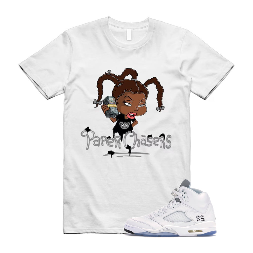 Jordan 5 Retro White Metallic Silver Black 2026 Shirt To Match Paper Chasers T-Shirt, Match Sneaker Tee