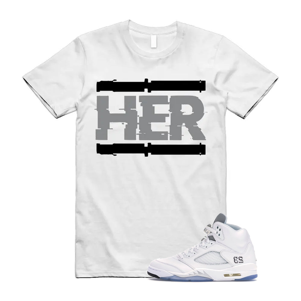 Jordan 5 Retro White Metallic Silver Black 2026 Shirt To Match Her T-Shirt, Match Sneaker Tee