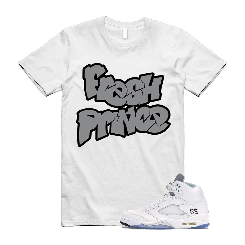 Jordan 5 Retro White Metallic Silver Black 2026 Shirt To Match Fresh Prince T-Shirt, Match Sneaker Tee