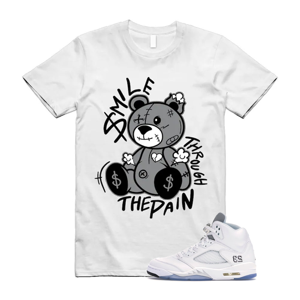 Jordan 5 Retro White Metallic Silver Black 2026 Shirt To Match Smile Through The Pain T-Shirt, Match Sneaker Tee