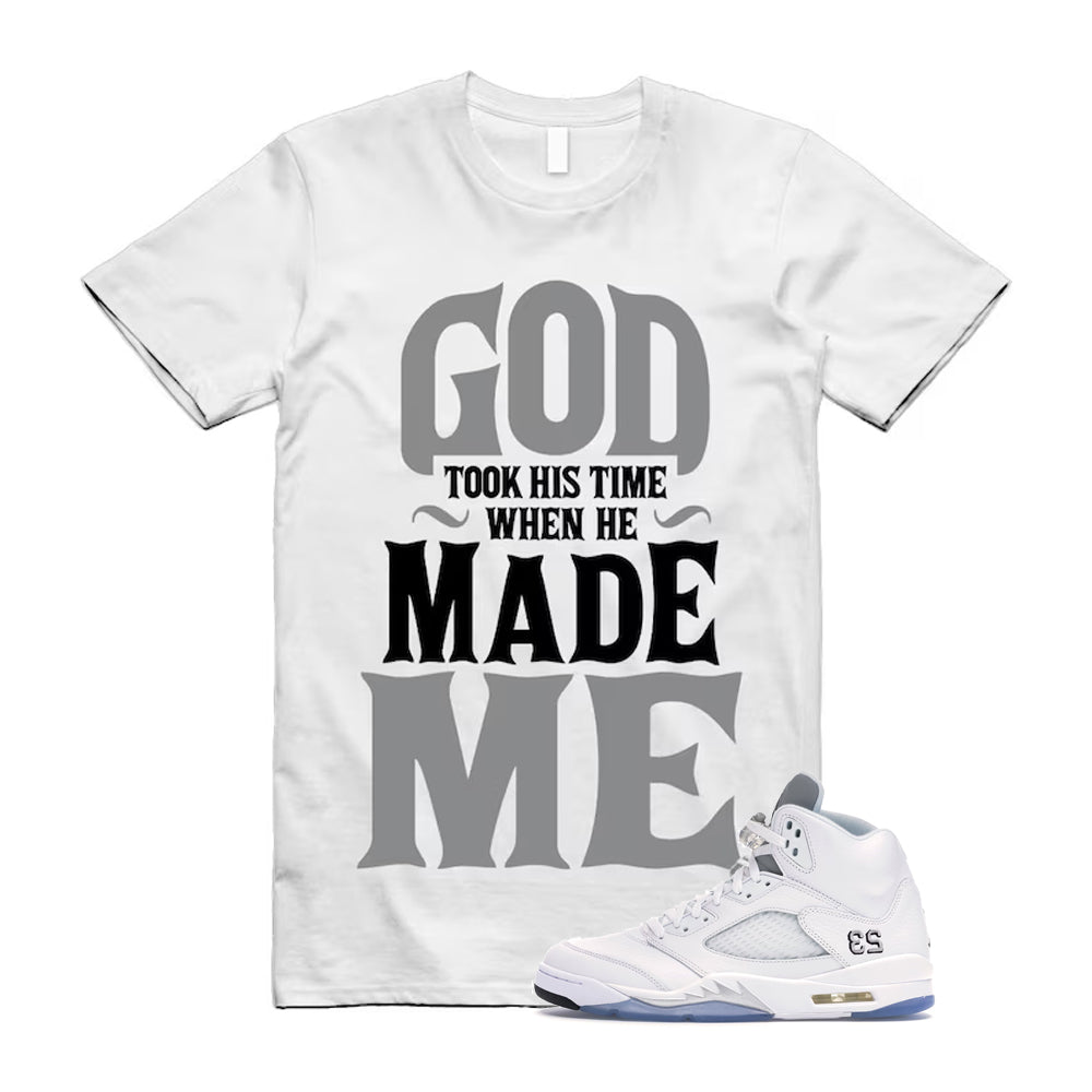 Jordan 5 Retro White Metallic Silver Black 2026 Shirt To Match God Took His Time T-Shirt, Match Sneaker Tee