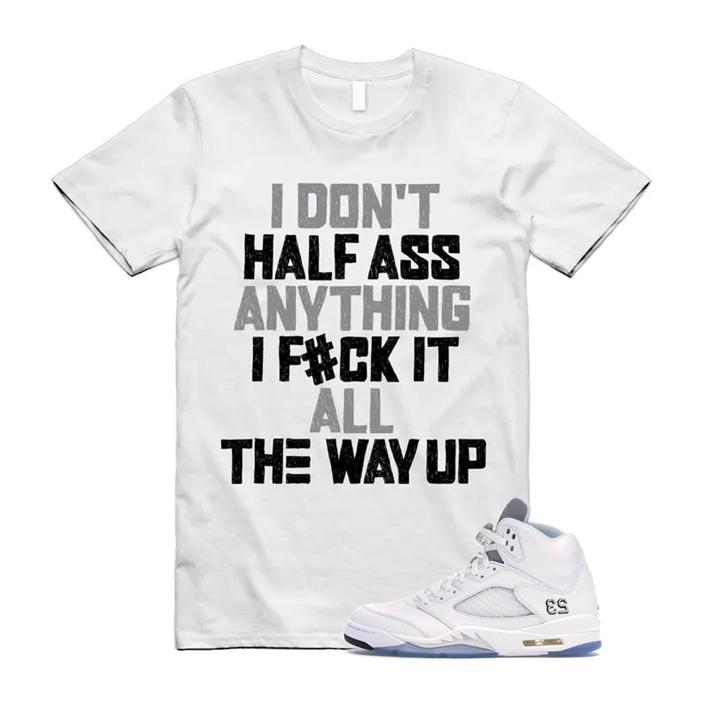 Jordan 5 Retro White Metallic Silver Black 2026 Shirt To Match Half T-Shirt, Match Sneaker Tee