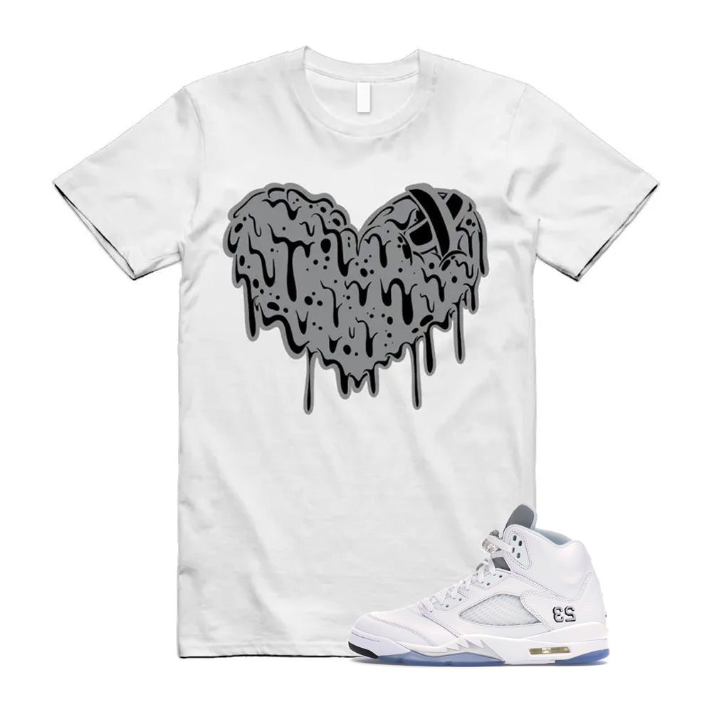Jordan 5 Retro White Metallic Silver Black 2026 Shirt To Match Heart T-Shirt, Match Sneaker Tee