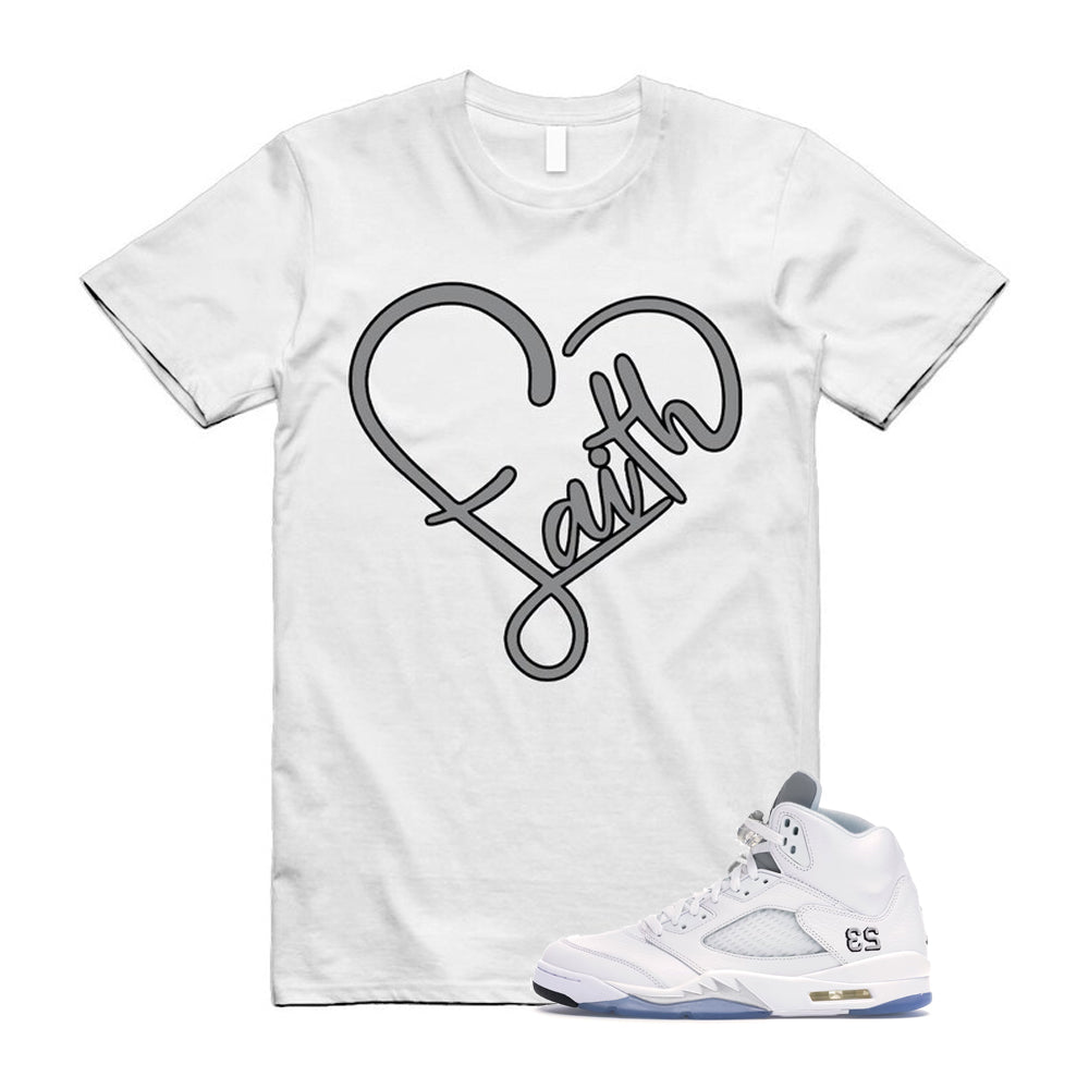 Jordan 5 Retro White Metallic Silver Black 2026 Shirt To Match Faith T-Shirt, Match Sneaker Tee