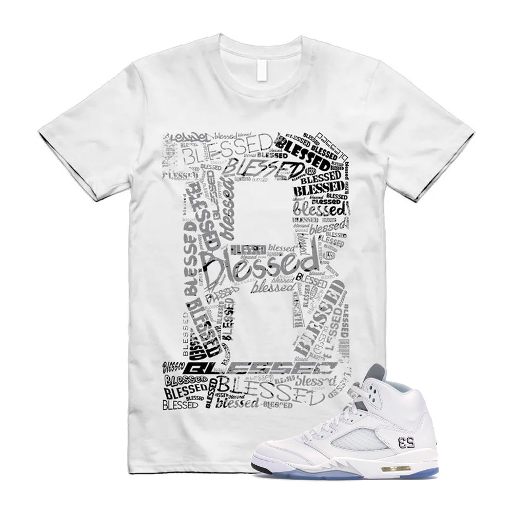 Jordan 5 Retro White Metallic Silver Black 2026 Shirt To Match B Blessed T-Shirt, Match Sneaker Tee