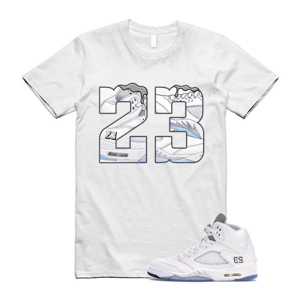 Jordan 5 Retro White Metallic Silver Black 2026 Shirt To Match 23 Sneaker T-Shirt, Match Sneaker Tee