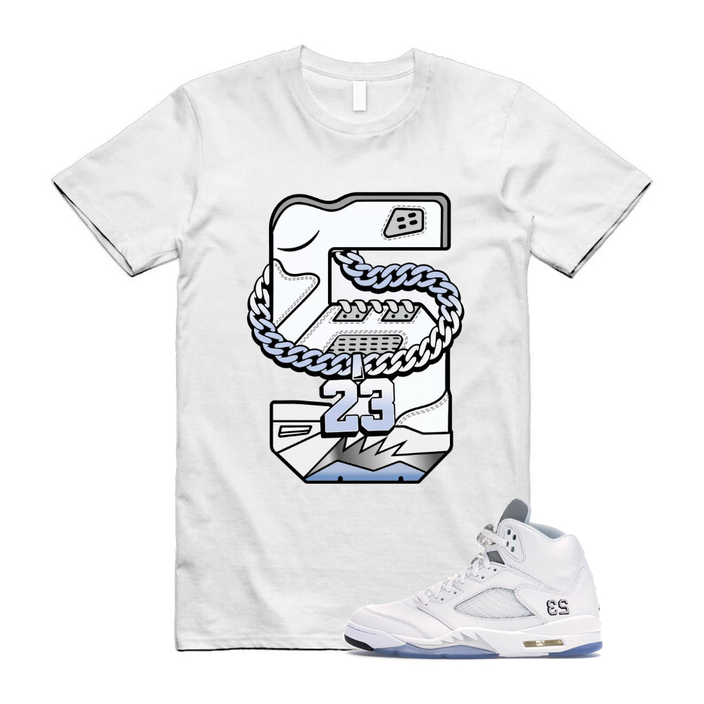 Jordan 5 Retro White Metallic Silver Black 2026 Shirt To Match 5 Sneaker T-Shirt, Match Sneaker Tee