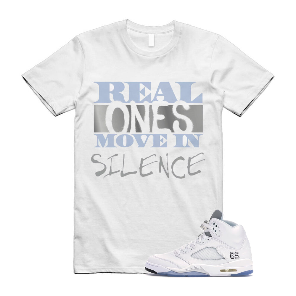 Jordan 5 Retro White Metallic Silver Black 2026 Shirt To Match Real T-Shirt, Match Sneaker Tee